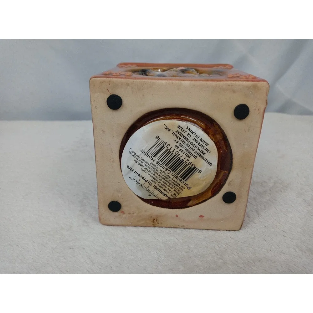 Luminessence Porcelain‎ Candle Holder Winter Scene Square Ceramic Decor